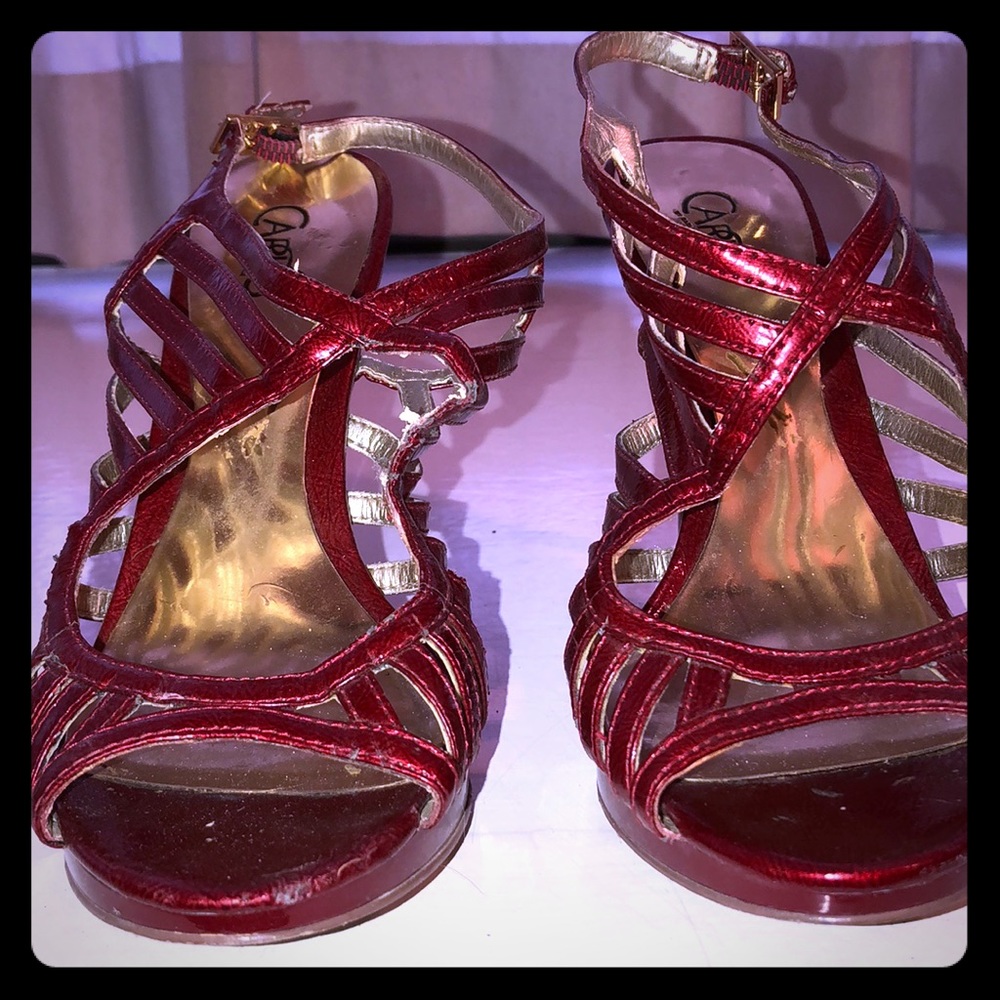 Red cage sandals-Carlos Santana